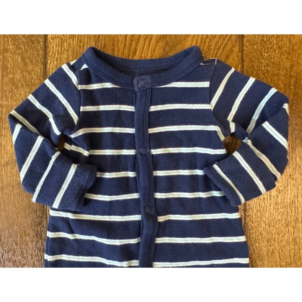 Carters Preemie Baby Boy Sleeper Outfit Romper Blue Striped Reborn Doll Clothes